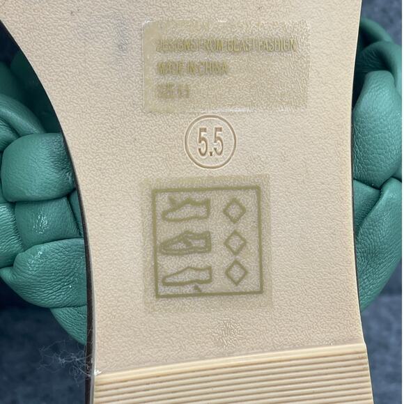 Beast Fashion Sage Green Braided Slip On Slide Flat Sandal Women 5.5 - Picture 10 of 10